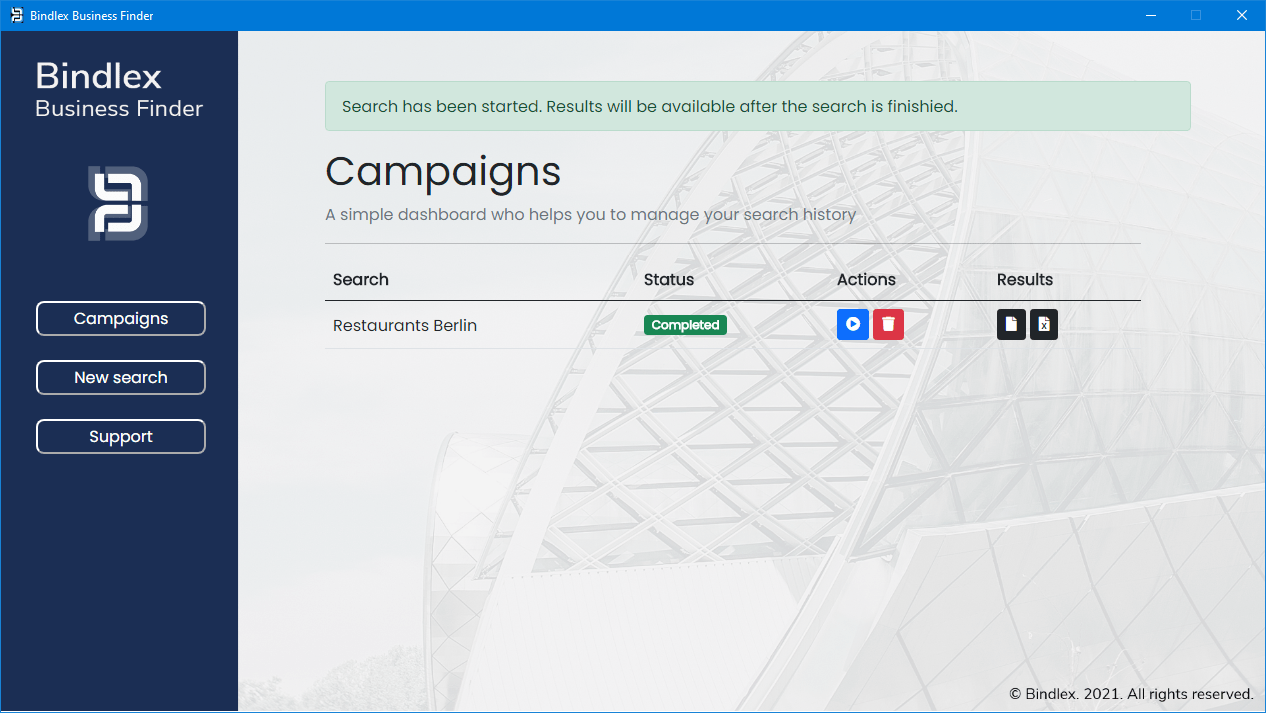 Bindlex Business Finder Advanced program for extracting business data